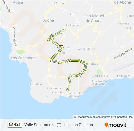 421 bus Mapa de línia