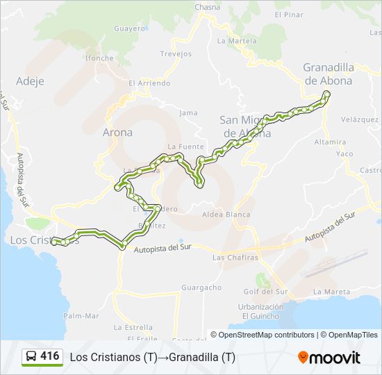 Mapa de 416 de autobús