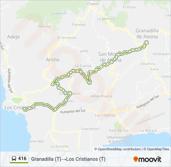 416 Bus Line Map
