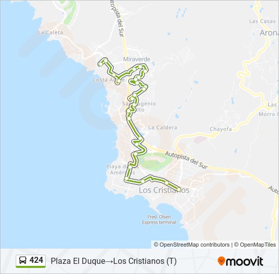 Mapa de 424 de autobús