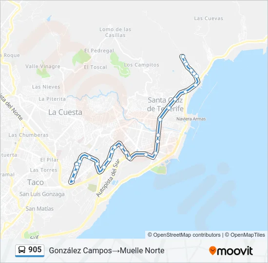 905 Bus Line Map