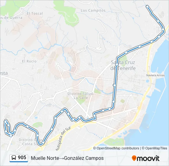 905 Bus Line Map