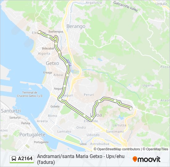 A2164 bus Line Map