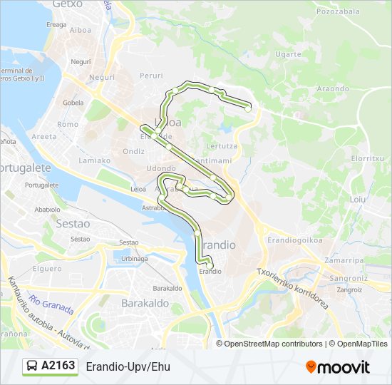 Mapa de A2163 de autobús