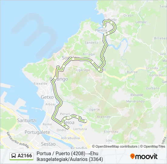 A2166 Bus Line Map
