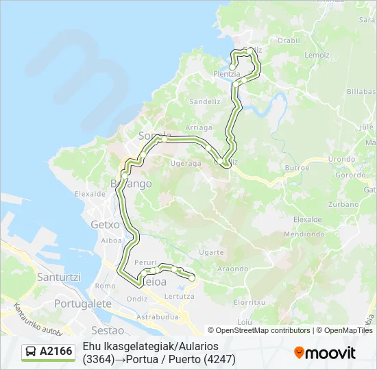 A2166 Bus Line Map