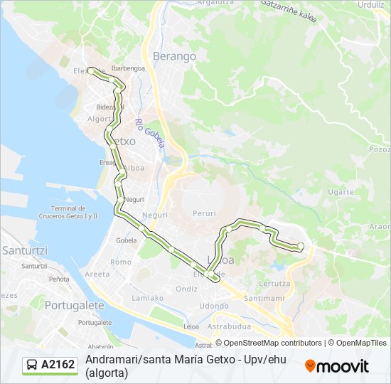 A2162 bus Line Map