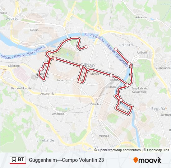 BT bus Mapa de línia