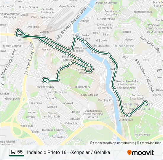 55 Bus Line Map