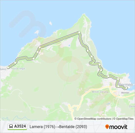Mapa de A3524 de autobús