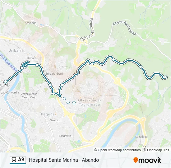 A9 Bus Line Map