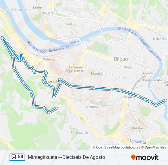 58 bus Line Map