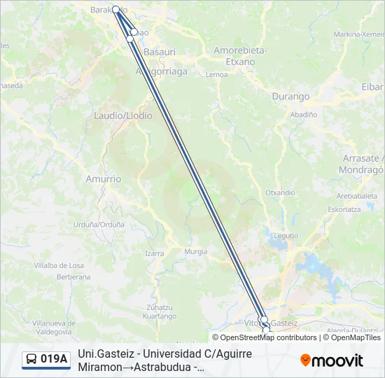 019A Bus Line Map