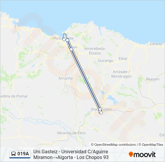 019A Bus Line Map
