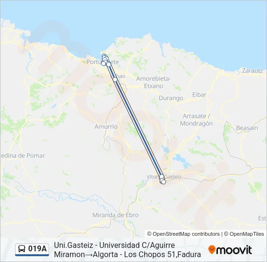 019A Bus Line Map
