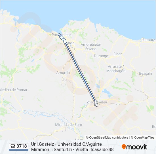 Mapa de 3718 de autobús