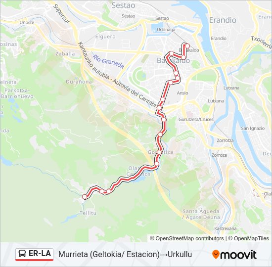 Mapa de ER-LA de autobús