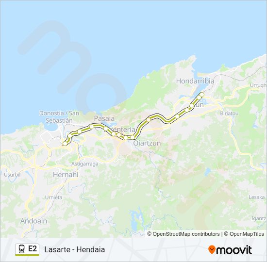 Mapa de E2 de tren