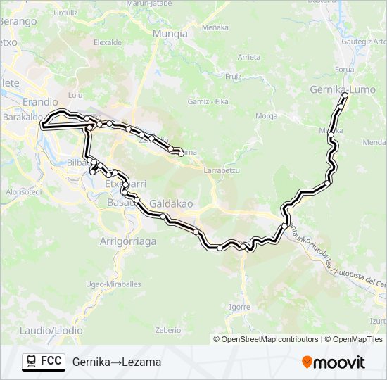 Mapa de FCC de tren