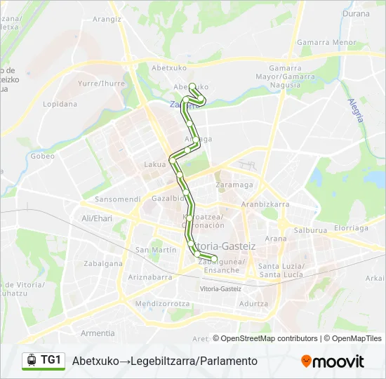 TG1 Light Rail Line Map