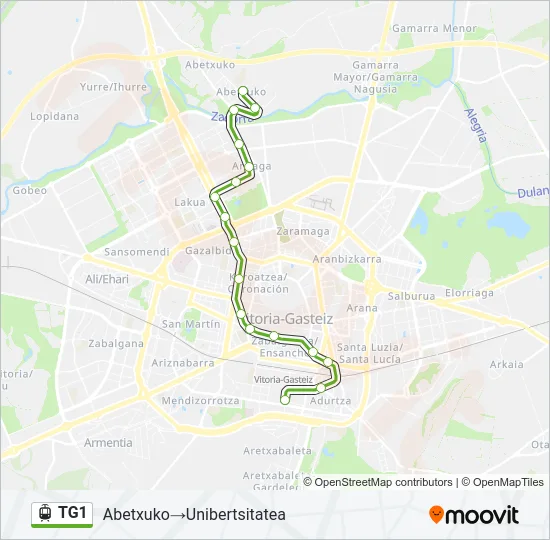 TG1 Light Rail Line Map
