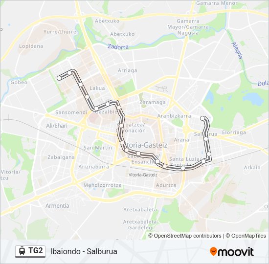 Mapa de TG2 de tren ligero