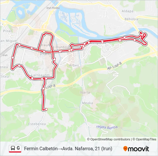 G Bus Line Map