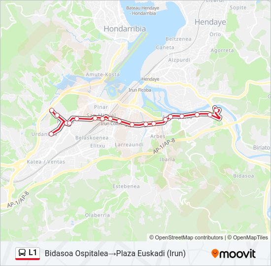 Mapa de L1 de autobús