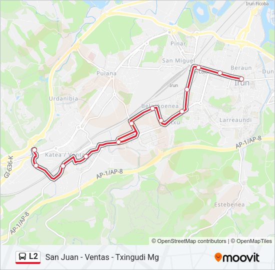 Mapa de L2 de autobús