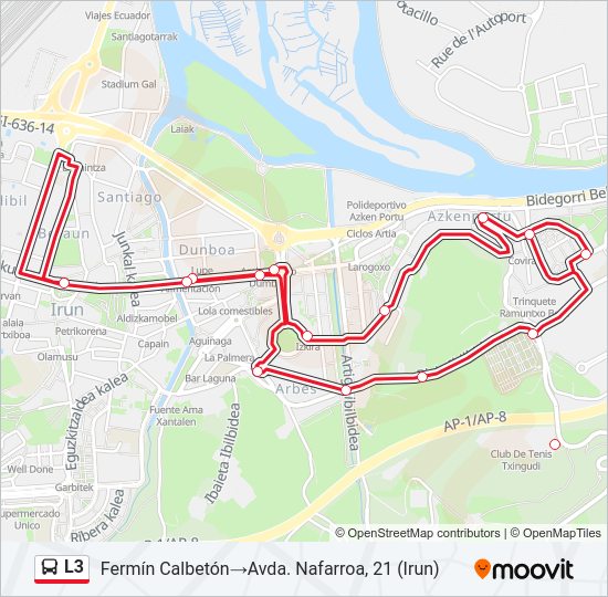 Mapa de L3 de autobús