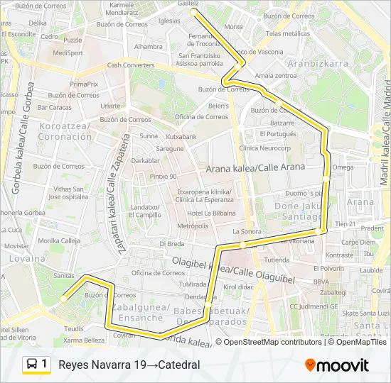 1 Bus Line Map