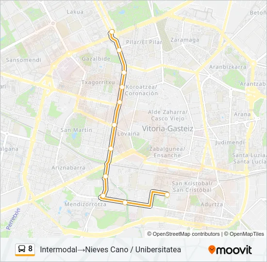 8 bus Mapa de línia