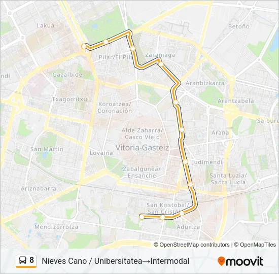 8 Bus Line Map