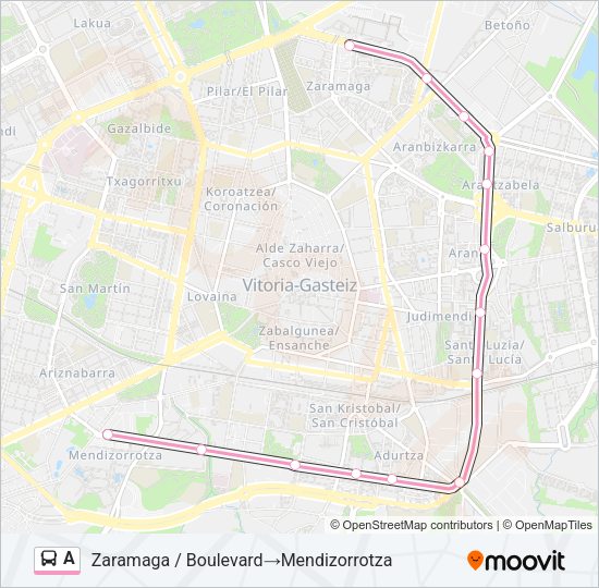 Mapa de A de autobús