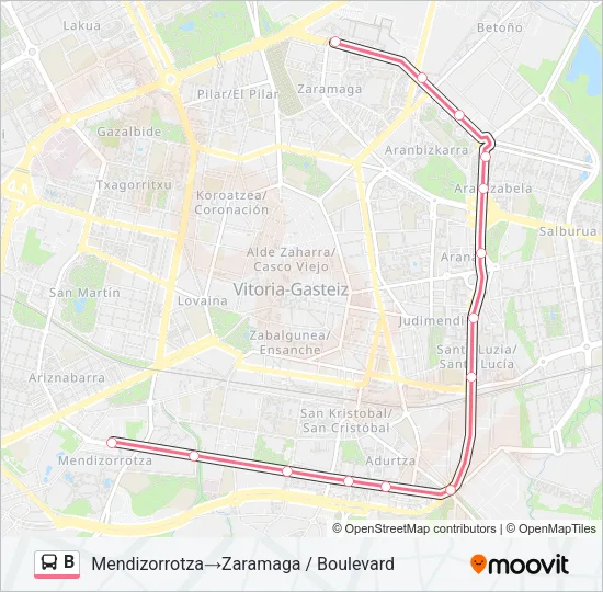 B Bus Line Map