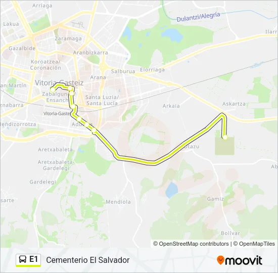 E1 Bus Line Map