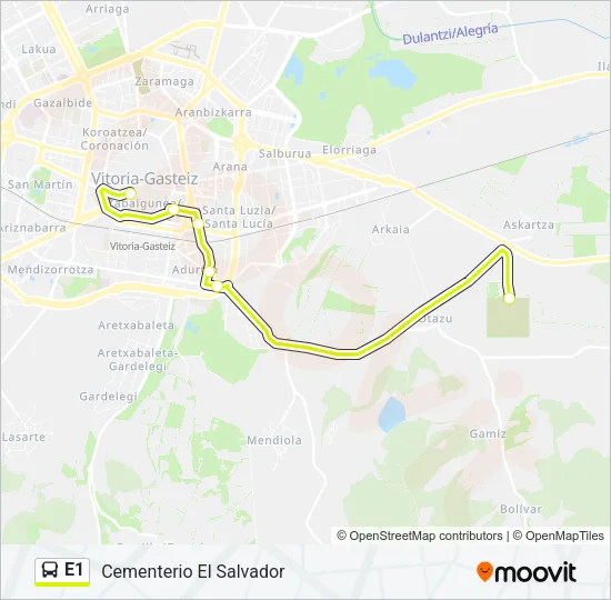 E1 Bus Line Map