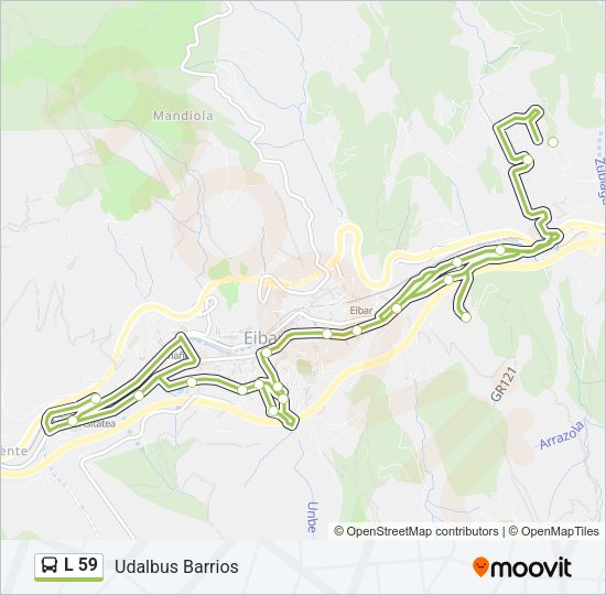 Mapa de L 59 de autobús
