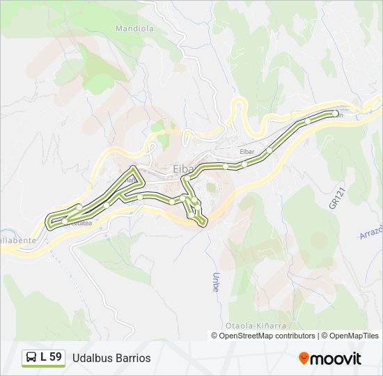 Mapa de L 59 de autobús