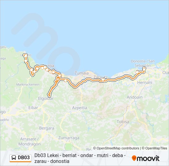 Mapa de DB03 de autobús