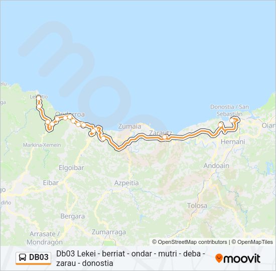 Mapa de DB03 de autobús