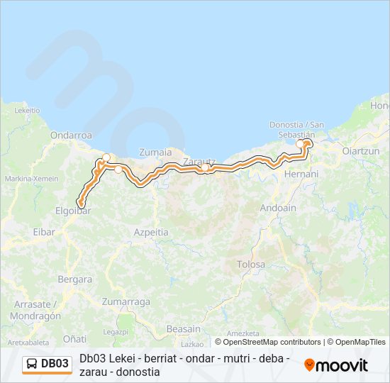 Mapa de DB03 de autobús