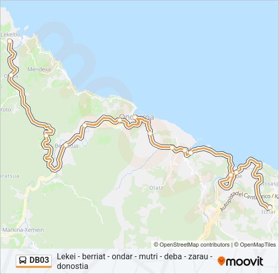 Mapa de DB03 de autobús