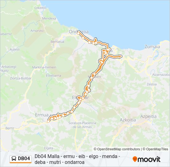 Mapa de DB04 de autobús