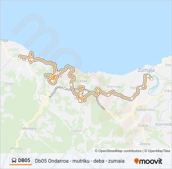 Mapa de DB05 de autobús