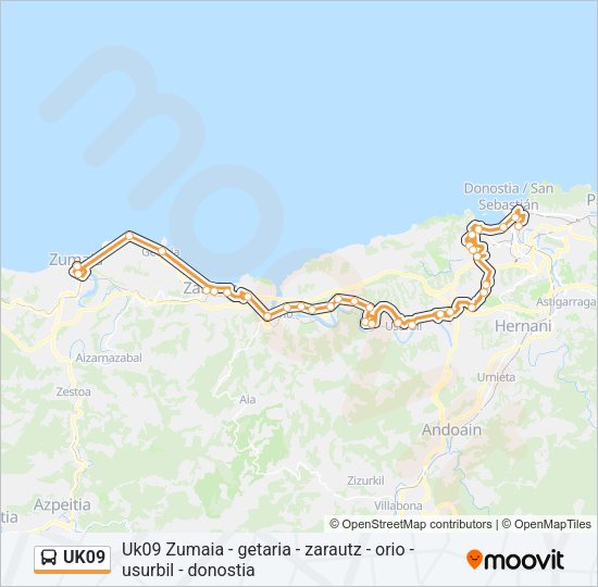 Mapa de UK09 de autobús