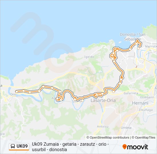 Mapa de UK09 de autobús