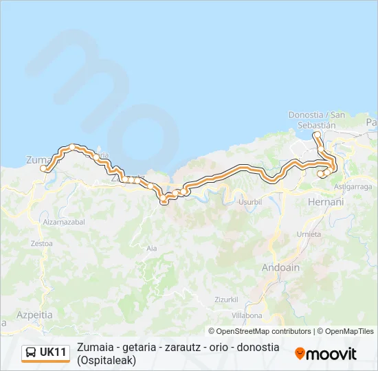 UK11 Bus Line Map