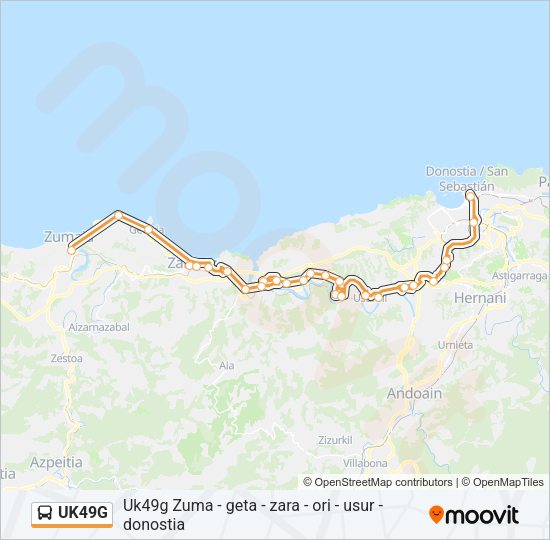 Mapa de UK49G de autobús