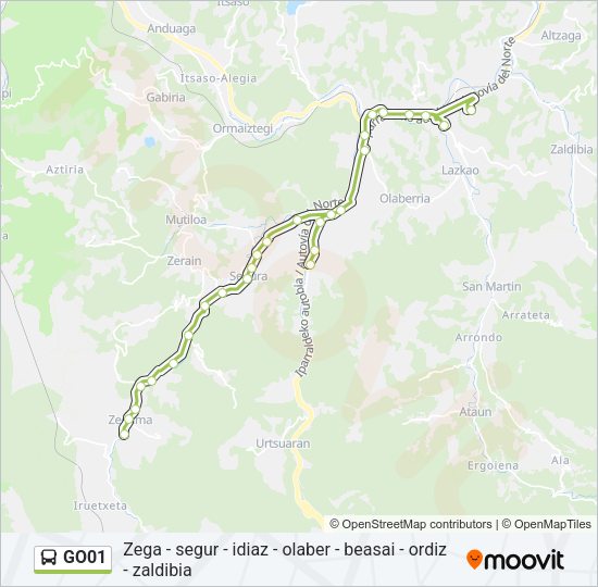 Mapa de GO01 de autobús